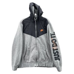 Nike NSW Hoodie Men's Medium Gray Logo Zip Jacket Sportswear Athletic Streetwear